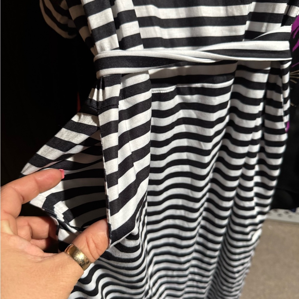 Chic Black and White Striped Dress